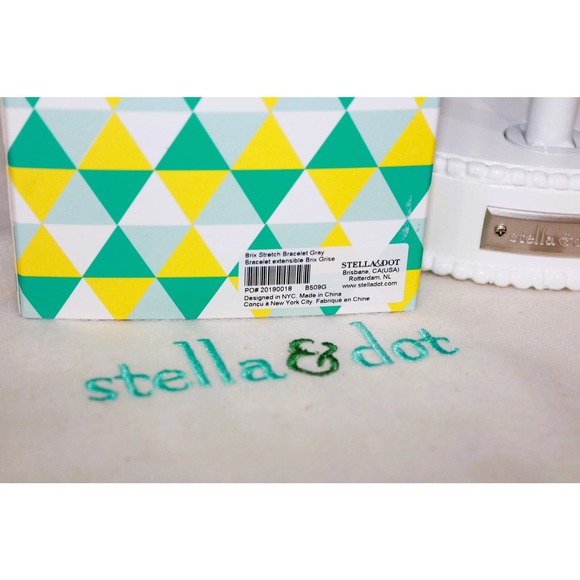 NIB Stella & Dot Brix Stretch Bracelet Gray Gold - Picture 4 of 5
